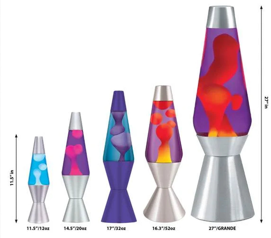 Lava the Original 14.5 Inch Silver Base Lamp with Purple Wax in Blue Liquid