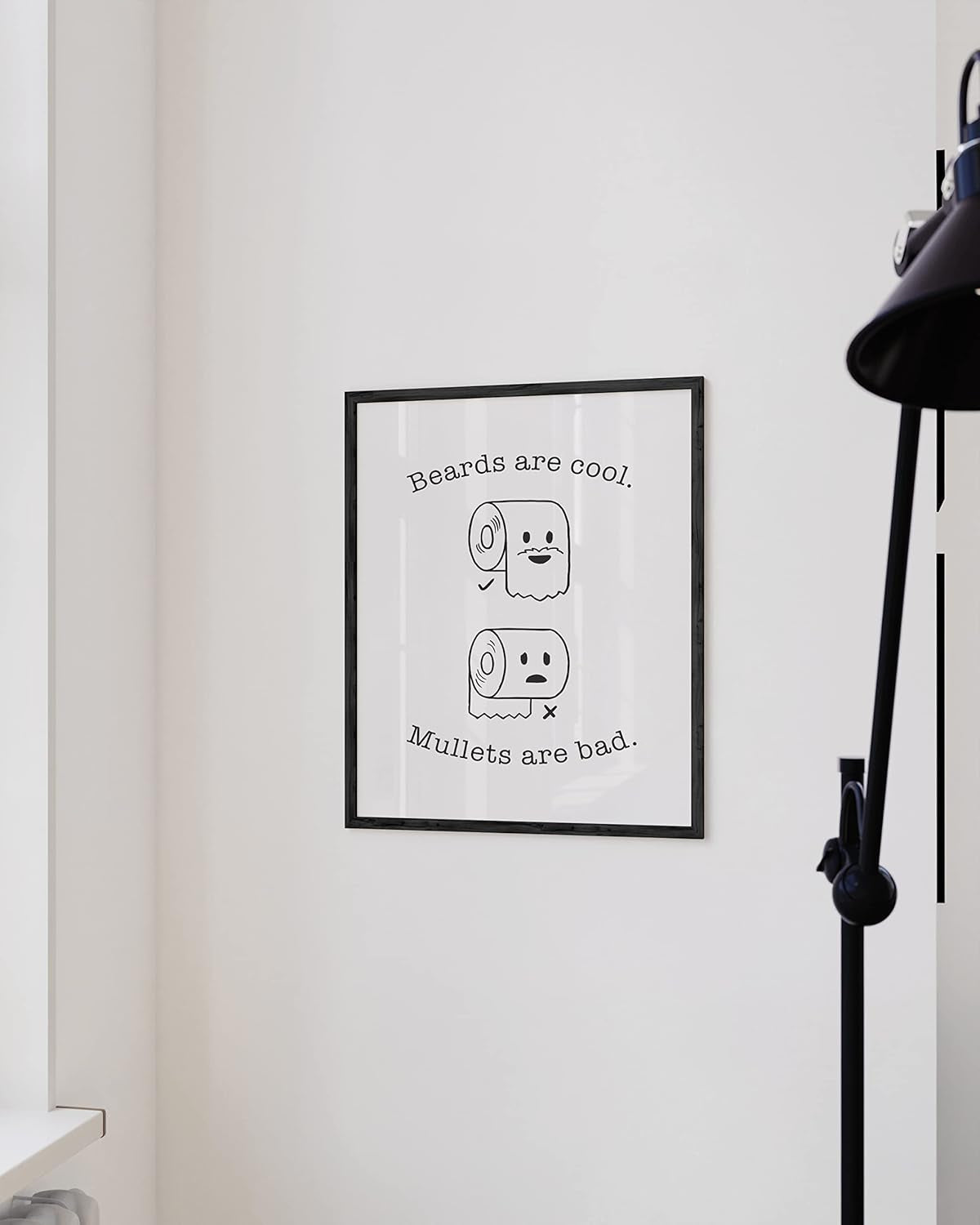 Toilet Paper Dilemma: Hilarious Bathroom Art Print for a Chuckle-Worthy Loo | 12" x 16" Unframed (Beard/Mullet)