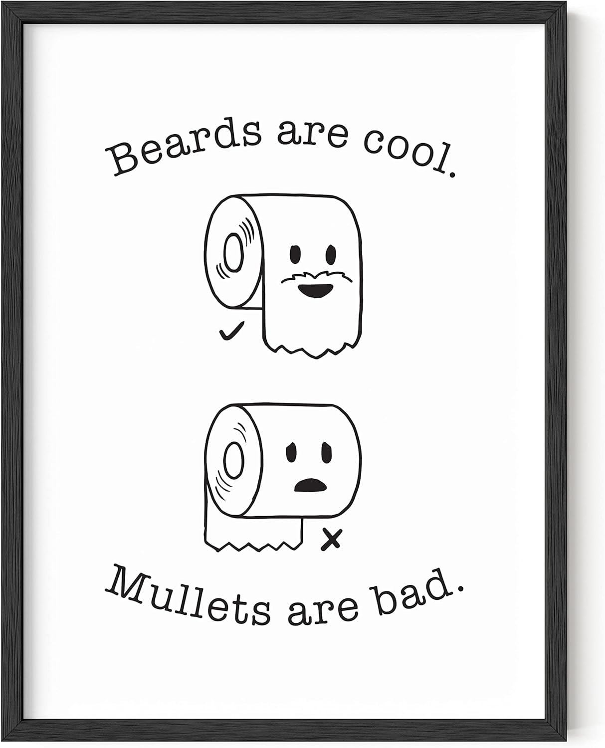 Toilet Paper Dilemma: Hilarious Bathroom Art Print for a Chuckle-Worthy Loo | 12" x 16" Unframed (Beard/Mullet)