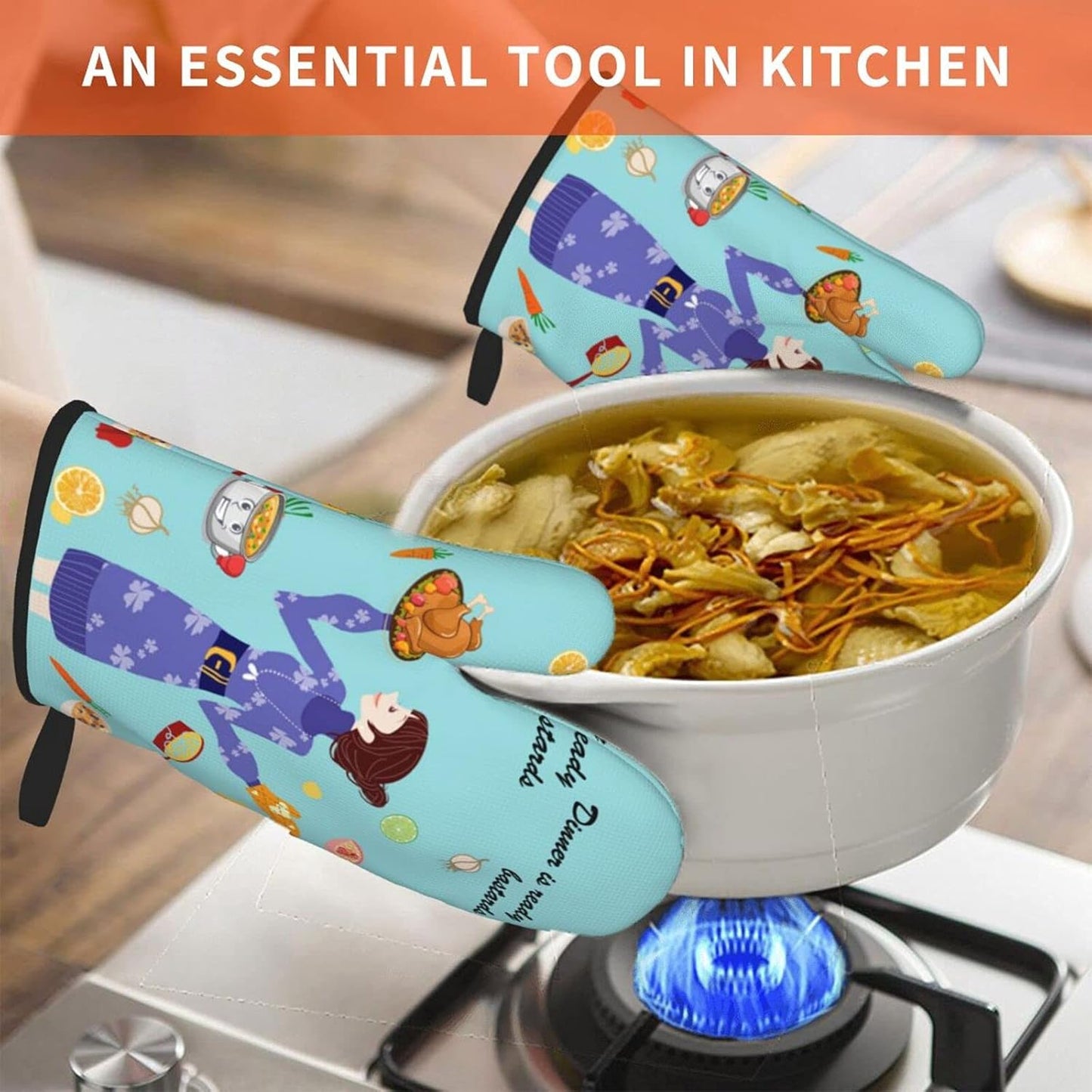 Humor Oven Mitts Set of 2 Professional Heat Resistance Kitchen Home Oven Gloves Printed Women Men Cooking Barbecue Microwave (Oven Mitts with Funny Sayings)