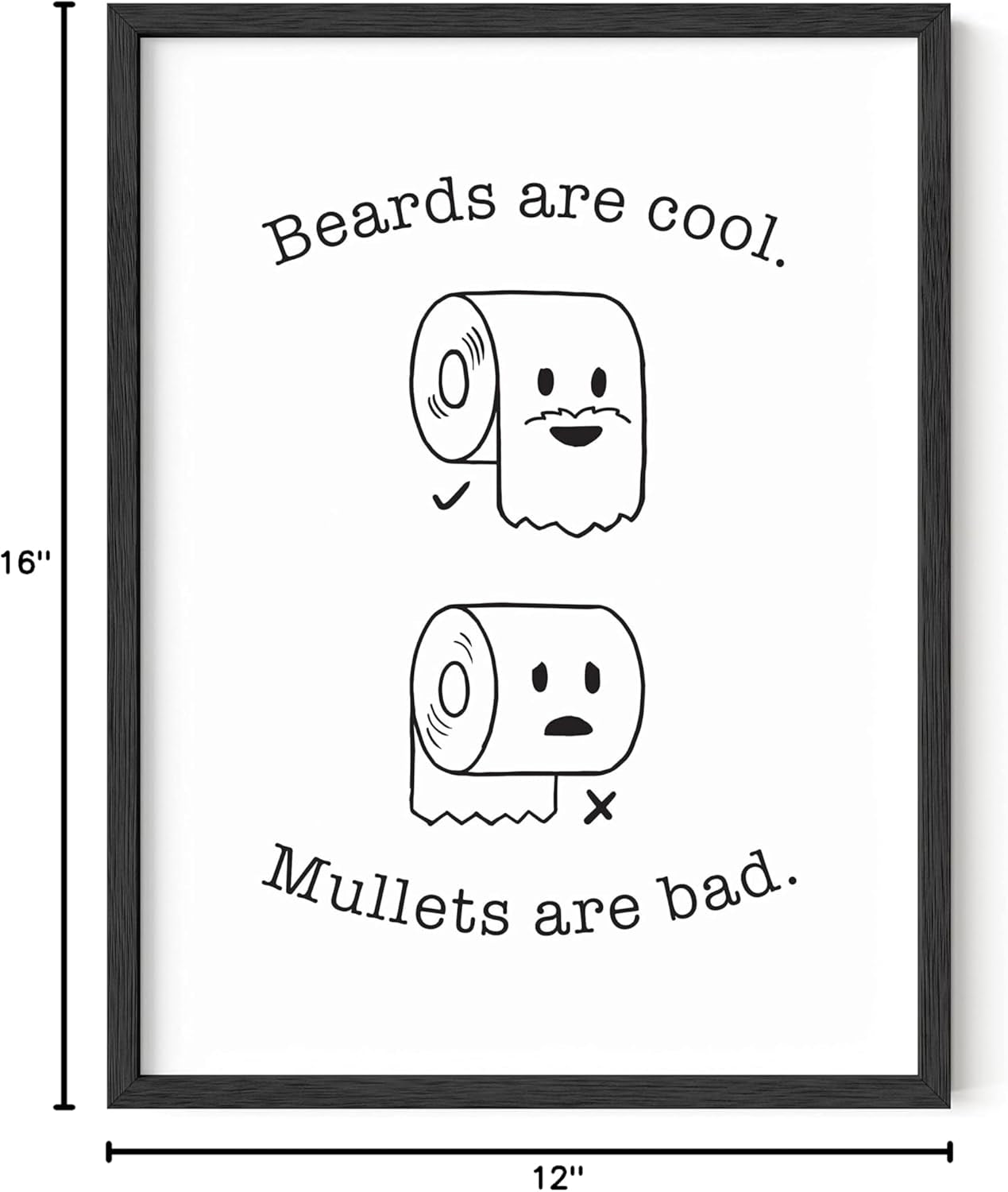 Toilet Paper Dilemma: Hilarious Bathroom Art Print for a Chuckle-Worthy Loo | 12" x 16" Unframed (Beard/Mullet)