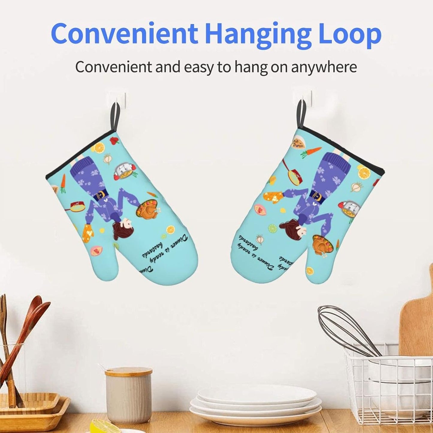 Humor Oven Mitts Set of 2 Professional Heat Resistance Kitchen Home Oven Gloves Printed Women Men Cooking Barbecue Microwave (Oven Mitts with Funny Sayings)