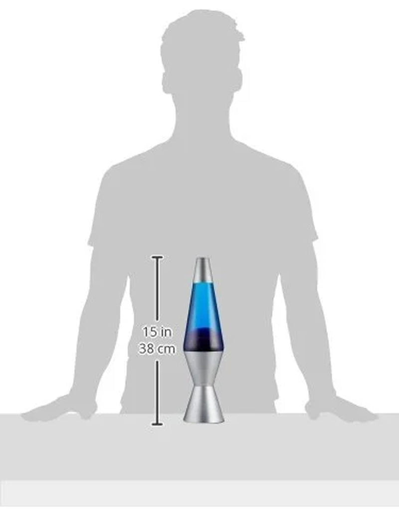 Lava the Original 14.5 Inch Silver Base Lamp with Purple Wax in Blue Liquid