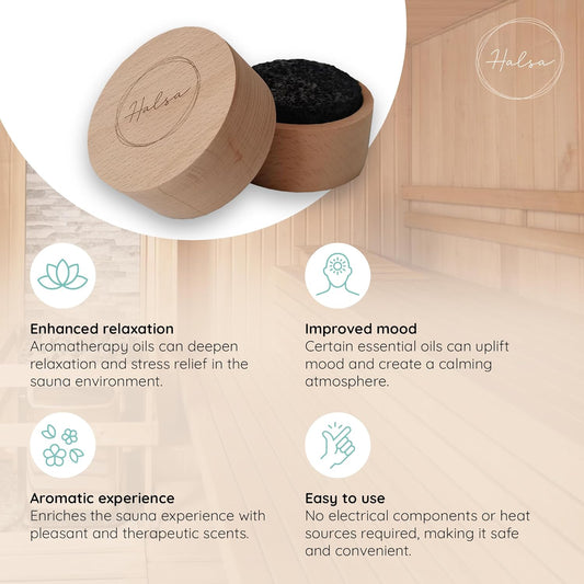 Lava Stone Diffuser for Sauna, Office, Bedroom, Bathroom - Natural Beechwood Base, Passive Diffusion, Lava Rock Absorbs Essential Oils - Natural Aromatherapy