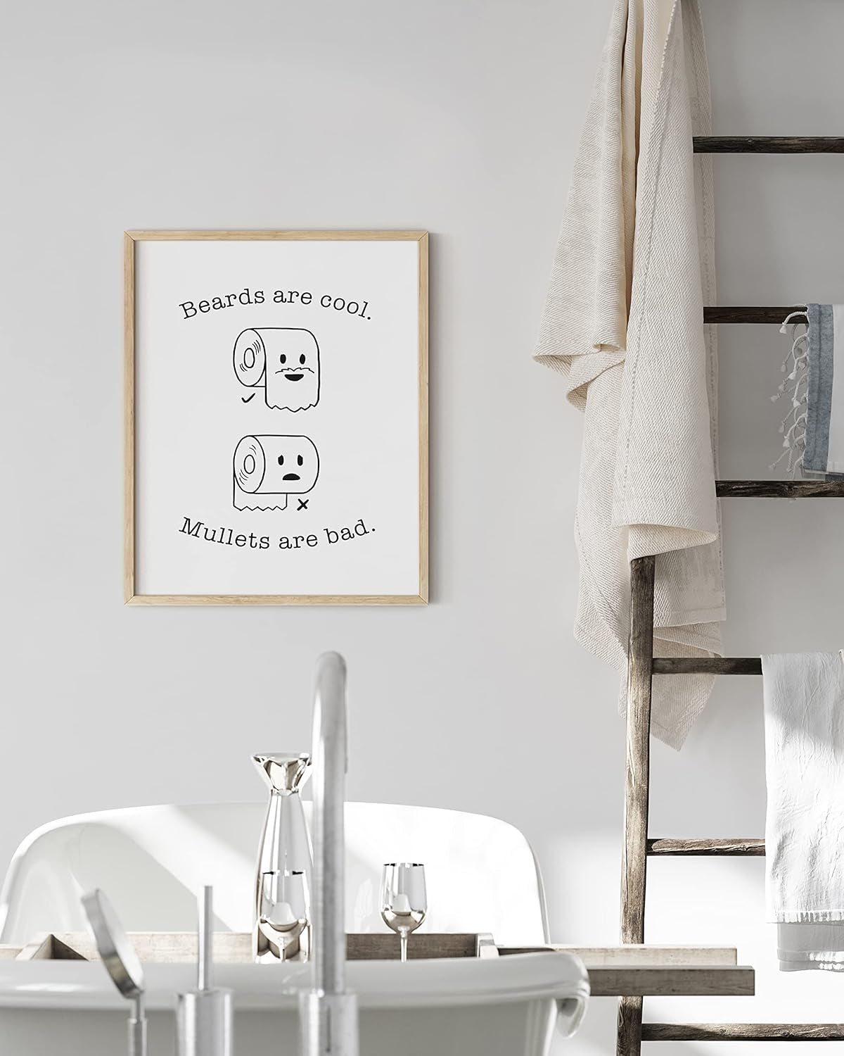 Toilet Paper Dilemma: Hilarious Bathroom Art Print for a Chuckle-Worthy Loo | 12" x 16" Unframed (Beard/Mullet)