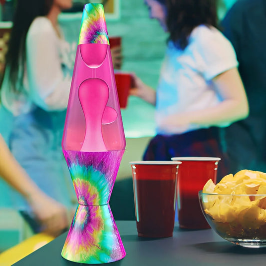 14.5-Inch Tie Dye Pink Spiral Lava Lamp
