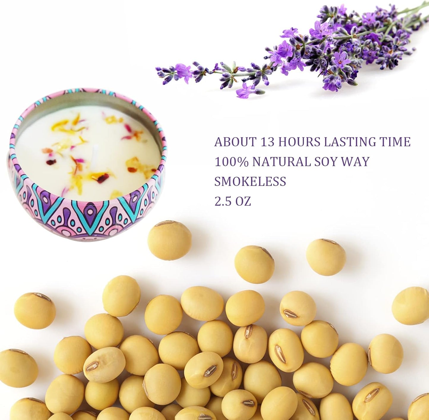 Scented Candles Gift Set - Aromatherapy Candle for Home, Portable Hotel Small Candles, Natural Soy Wax Tin Jar for Yoga, Bath, 2.5 Oz Long Lasting Time Gift for Women 2 Pack