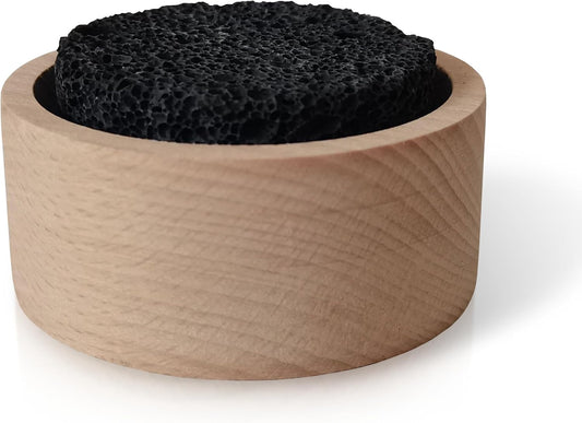 Lava Stone Diffuser for Sauna, Office, Bedroom, Bathroom - Natural Beechwood Base, Passive Diffusion, Lava Rock Absorbs Essential Oils - Natural Aromatherapy