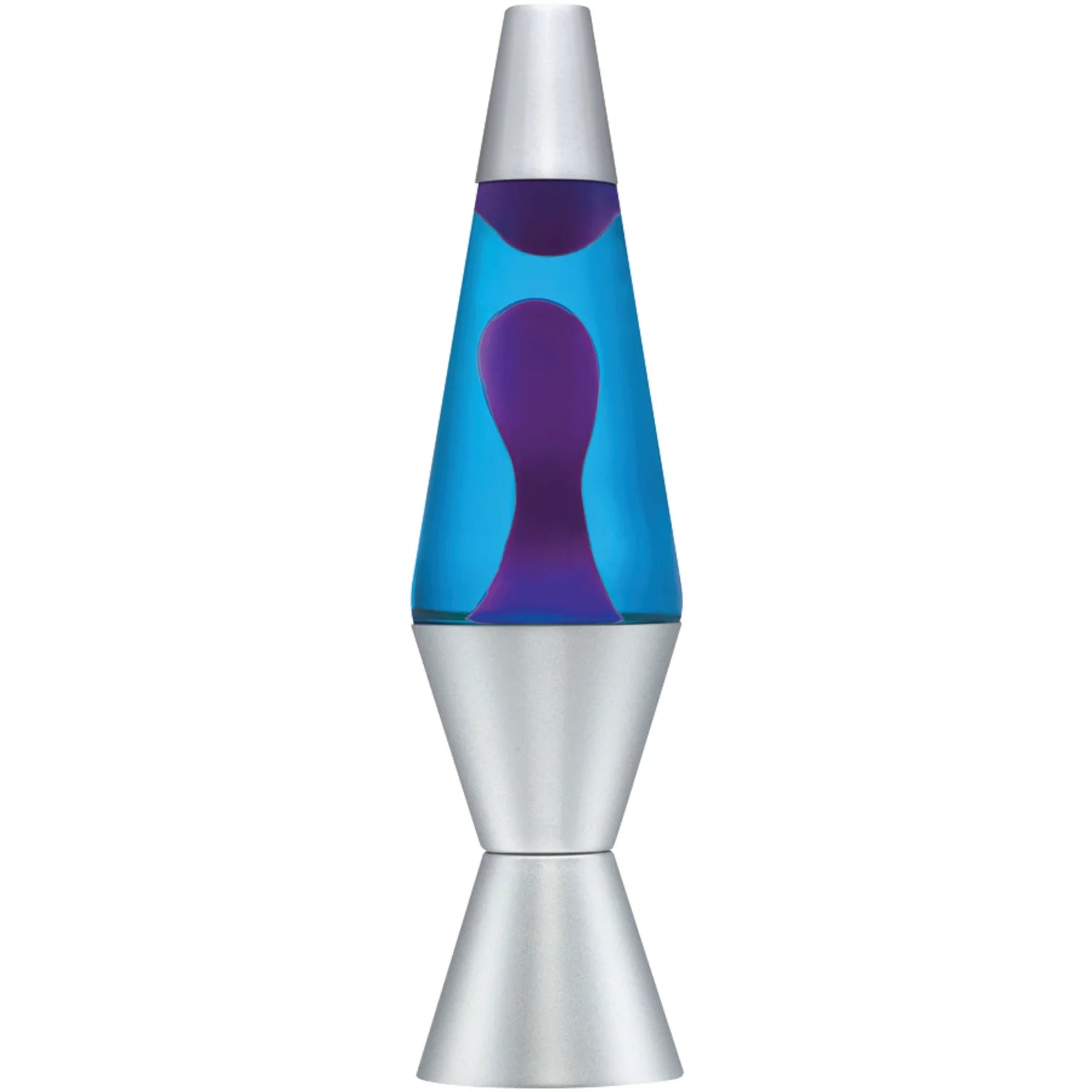 Lava the Original 14.5 Inch Silver Base Lamp with Purple Wax in Blue Liquid