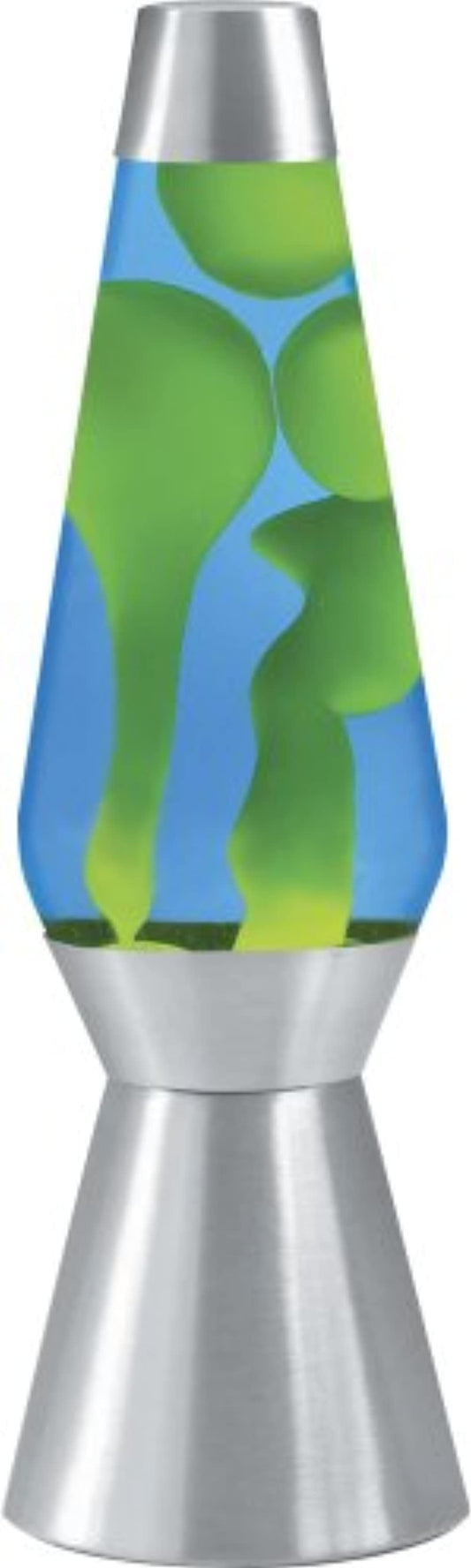 27-Inch Silver Base Grande Lamp with Yellow Wax in Blue Liquid