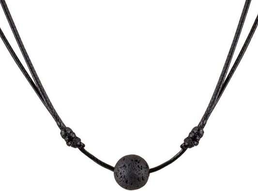 Lava Rock Stone Bead Triangle Pendant Necklace Essential Oil Diffuser Necklace Aromatherapy Choker Necklace Unisex (Black Lava Bead)